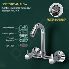 Plantex Brass Spindle Kitchen Mixer Tap/Sink Mixer Tap Hot and Cold with Wall Flange and Teflon Tape/Kitchen Sink Tap -(MKS-1278-Chrome)-6