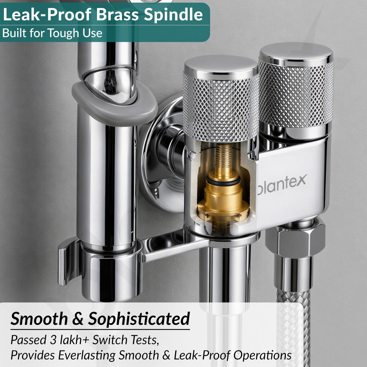 Plantex Jet Spray for Toilet/Health Faucet with Shower Hose/ABS Handheld Bidet Spray/2-in-1 Dual Control Valve/Bathroom & Kitchen Chrome-4
