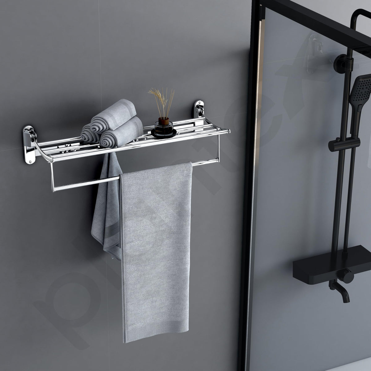 Plantex Folding Towel Hanger for Bathroom/24 InchTowel Rack/Towel Rod for Bathroom/Towel Holder/Bathroom Accessories (Chrome) Pack of 2-2