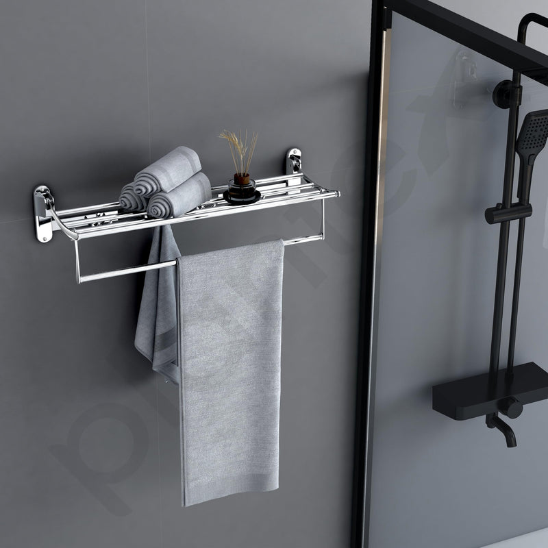 Plantex Folding Towel Hanger for Bathroom/24 InchTowel Rack/Towel Rod for Bathroom/Towel Holder/Bathroom Accessories (Chrome) Pack of 2-2