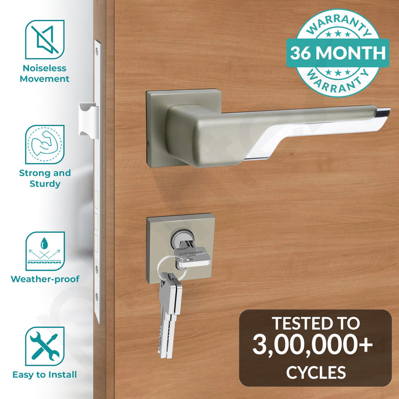 Plantex Premium Main Door Lock for Home with 3 Years of Warranty/Mortise Lock for Door - Main Door Lock Set (7093 - Satin White & Chrome)-2