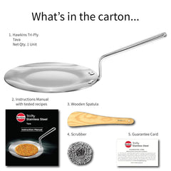 Hawkins Tri-Ply Stainless Steel Tava 22 cm, 3.5mm Induction Compatible