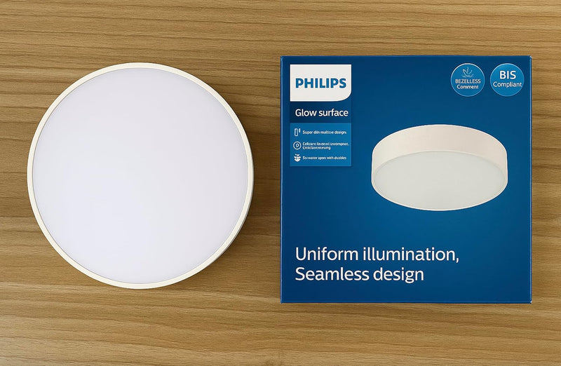 Philips LED Glow Surface Downlight Metal Body, Trim Less Sleek and Energy-efficient Surface Mount Light (6500k - Cool White, B0FLQ816BP)