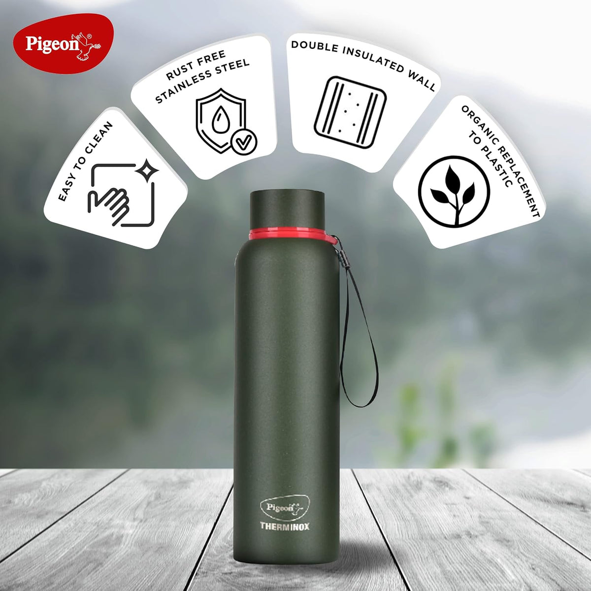 Pigeon by Stovekraft Croma Galaxy Stainless Steel Double Walled Leak Proof Thermos Water Bottle with Copper Coating Insi