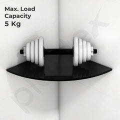 Plantex Glass Corner Shelf for Bathroom/Living Room/Kitchen Corner Shelf, Wall Mount/Glass Shelf for Bathroom Wall (9x9 Inches, Black, Pack of 3)-6