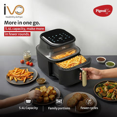 Pigeon by Stovekraft Healthifry 5.4L Digital Air Fryer | 1500W |See Through Glass Window|360° Rapid Air Circulation |80%