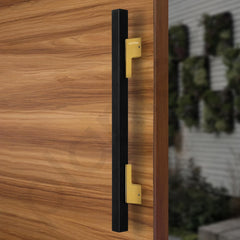 Plantex Door Handle/17 Inch Main Door Handle/Handle for Wooden Door/Pull-Push Door Handle/Door Accessories (Pack of 1, Black, Gold)-5