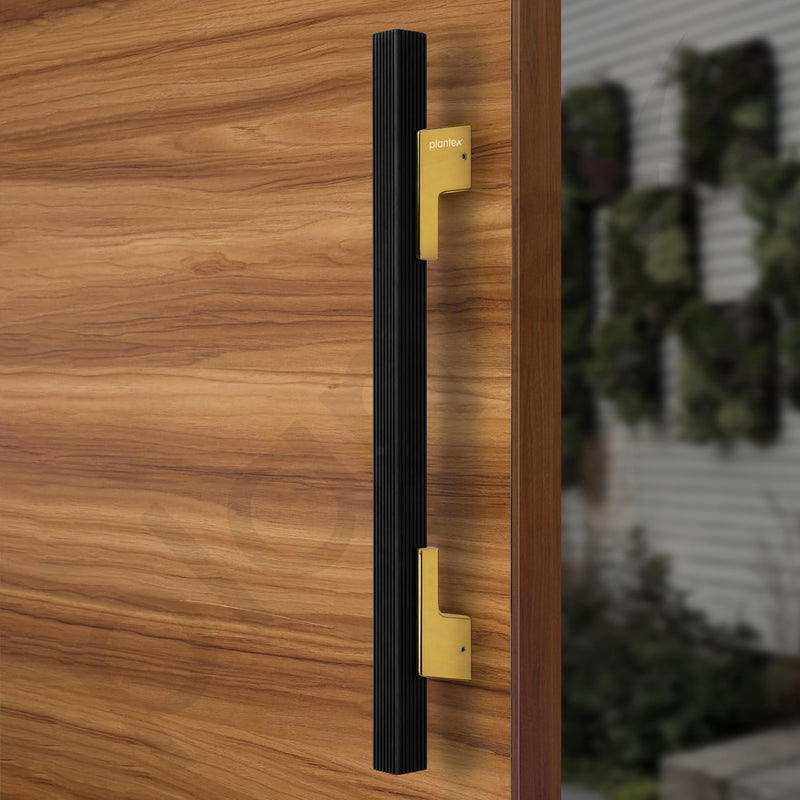 Plantex Door Handle/17 Inch Main Door Handle/Handle for Wooden Door/Pull-Push Door Handle/Door Accessories (Pack of 1, Black, Gold)-5