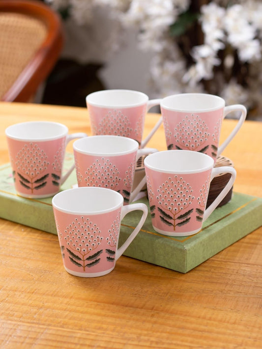 Clay Craft Fine Ceramic Tea/Coffee Cup Set of 6-200 ml Each (Rock HILTTON 309), Tea Cup Set of 6, Microwave & Dishwasher Safe, Mugs for Coffee, Cups Set of 6, Mug Set, Gift Set, Ideal for Gifting
