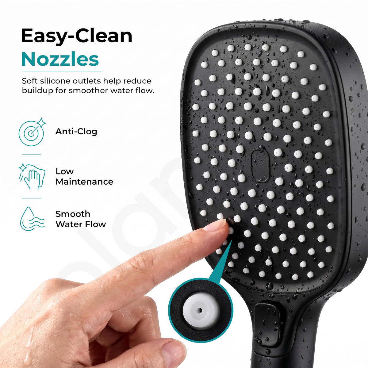Plantex Hand Shower for Bath/4 Mode Multifunctional Shower/ABS Plastic Silicone Handheld Shower/Easy Mode Switching (Black, APS-H592)-5