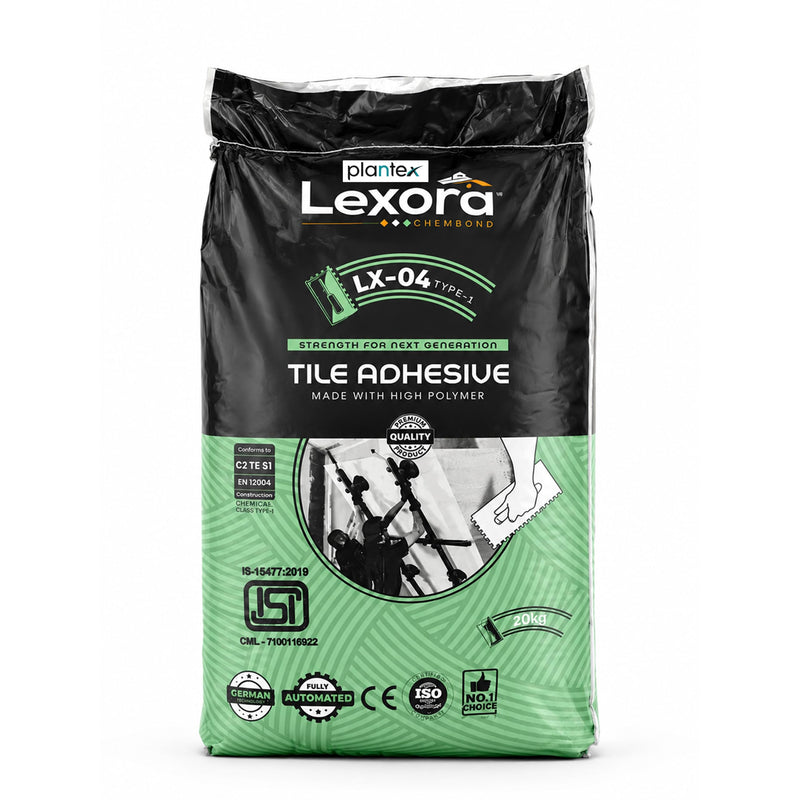 Plantex Lexora Tile Adhesive for Terracotta/Ceramic & Quarry Tiles/Polymer Modified Cement Adhesive for Floor & Wall Tiles Fixing/ Kitchen & Bathroom‚ Use - 20kg (LX-04, Grey)-1