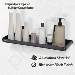 Plantex Shelf for Bathroom/Self Adhesive Wall Shelves/No Drill Bathroom Organizer/18x5 inch Shelf for Home/Office/Hotel - Pack of 1 (1502, Black)-5
