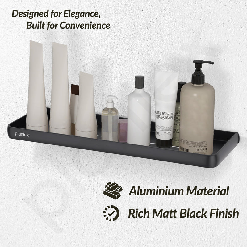 Plantex Shelf for Bathroom/Self Adhesive Wall Shelves/No Drill Bathroom Organizer/18x5 inch Shelf for Home/Office/Hotel - Pack of 1 (1502, Black)-5