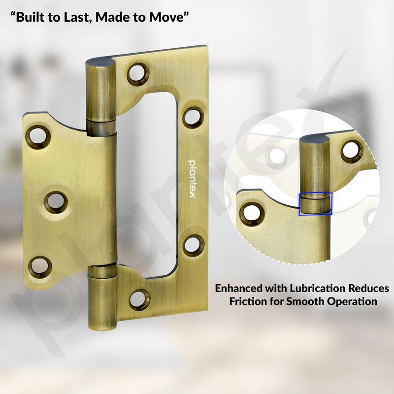 Plantex Stainless Steel Butterfly Hinges for Door/4 Inch x 14 Gauge Hinge/2.5 mm Door Hinge for Home/Office/Hotel/Non-Mortise Hinges - Pack of 1 (Brass Antique)-6