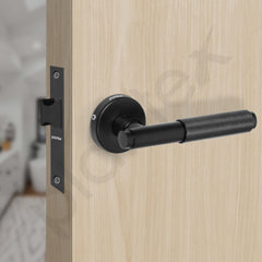 Plantex Heavy Duty Bathroom Door Lock/Mortise Keyless Handle Set for Home/Store Room/Bathroom/Balcony/Office with Baby Latch (Black)-5