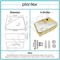 Plantex Ceramic Designer Washbasin for Bathroom/Wall Hung Wash Basin/Rectangle Basin for Home/Office/Hotel (17.5x10.5x5 Inch - White & Gold)-3