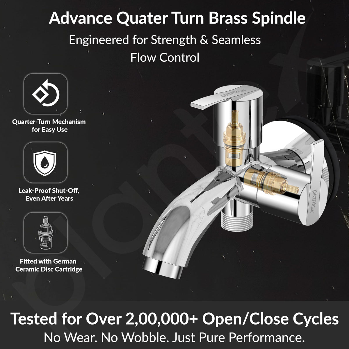 Plantex Pure Brass 2 in 1 Tap for Washing Machine with Water Saving Nozzle for Kitchen Tap/2-Way Bib Cock with Brass Wall Flange & Teflon Tape -7 Year Warranty (AQ-1407-Chrome)-2