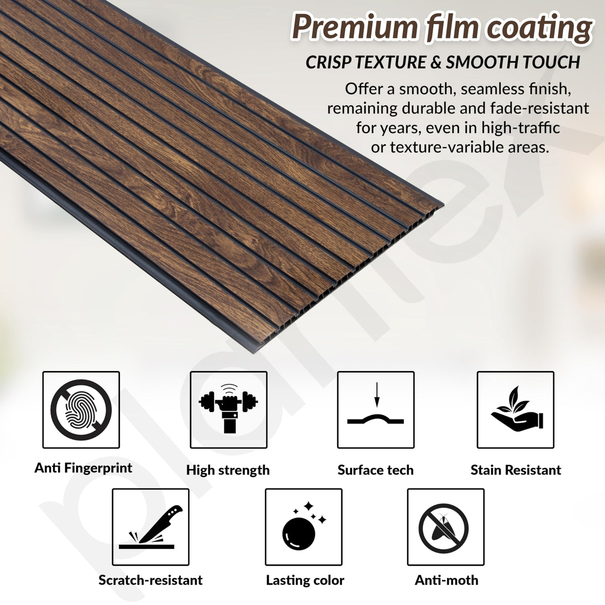 Plantex PVC Wall Panel/Louvers Panel for Wall/3d Wall Panel for Interior Wall Decor/Eco-Friendly Fluted Panel for Wall/- Pack of 7,Covers - 70 Sq. Ft (Walnut Brown-12 Inch x 10 Ft)-3