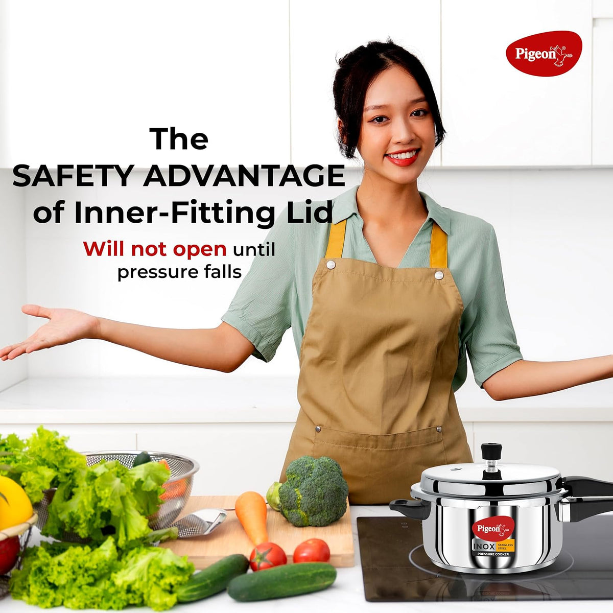 Pigeon by Stovekraft Inox Stainless Steel Pressure Cooker (Large)