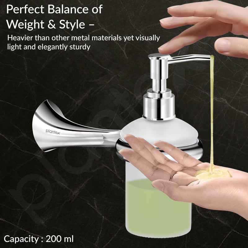 Plantex Smero Pure Brass Made Handwash Holder for Wash Basin/Liquid Soap Dispenser/Shampoo Dispenser - Craft (Chrome)-4