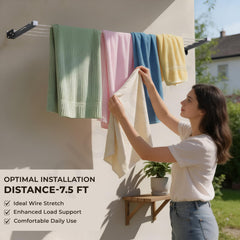 Plantex GI Steel Foldable Wall Mount Cloth Drying Stand with 30 Ft Rope/Wall Hanging Clothes Dryer Rack for Indoor & Outdoor Use/Space-Saving Design for Laundry or Utility Room Grey-4