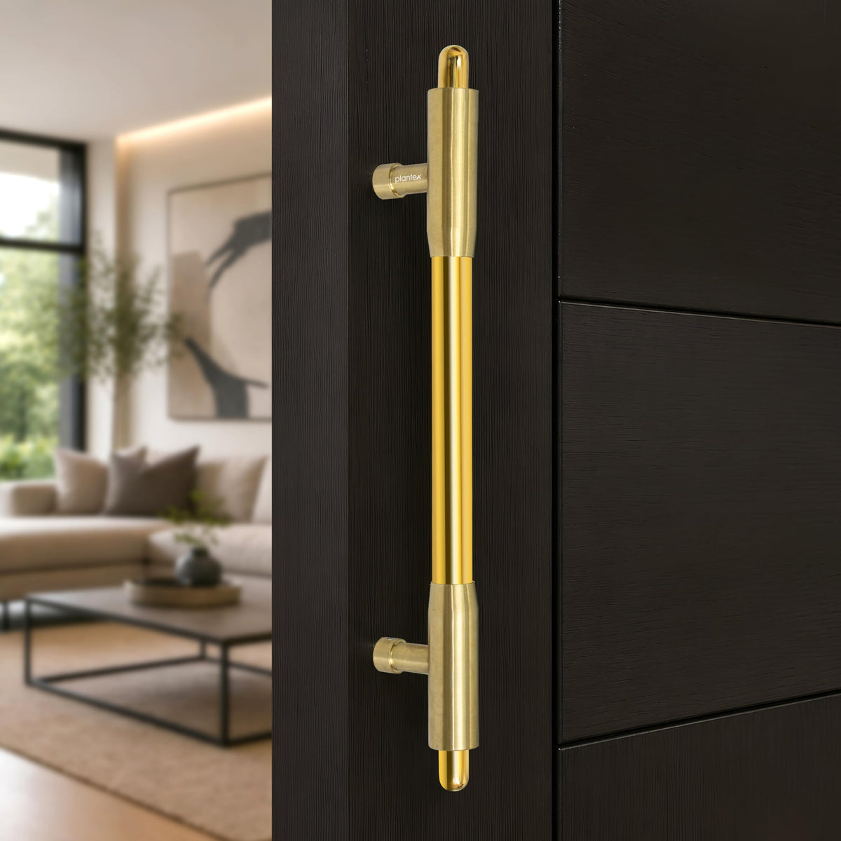 Plantex 12 Inch Main Door Handle/Pull-Push Handle for Main Door/Stainless Steel Handle for Home&Office/Hotel - Pack of 1 (Brass Antique & PVD Gold)