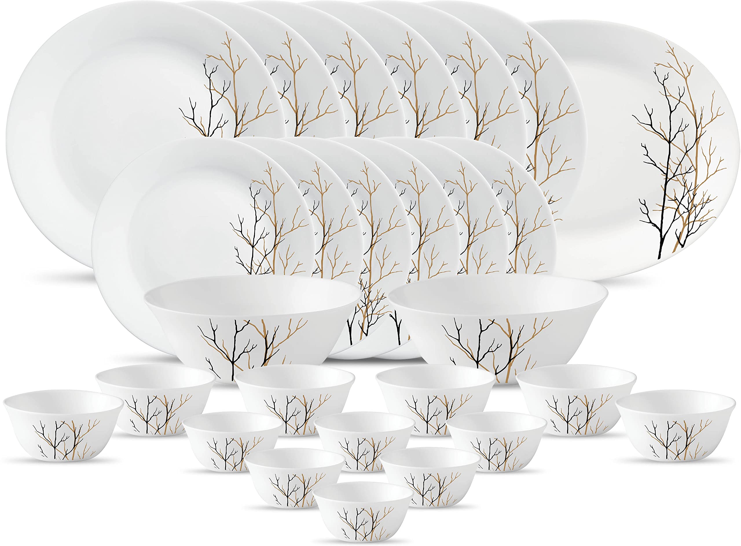 La Opala Diva, Ivory Collection, Opal Glass Dinner Set 27 pcs, Grace Blue, White