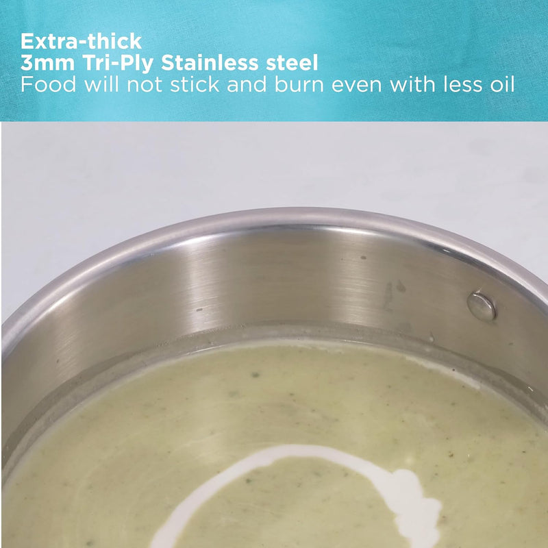 Hawkins Pro 2.5 Litre Sauce Pan, Triply Sauce Pan with Stainless Steel Handle and Stainless Steel Lid, Silver (PSSP25S)