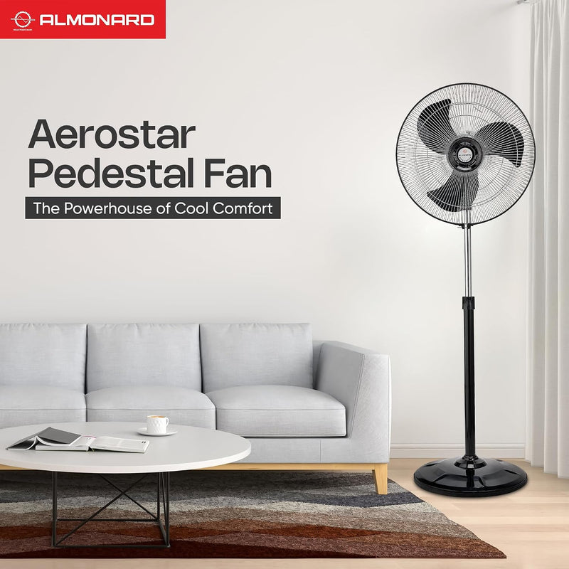Almonard Aerostar 450 mm High Speed Pedestal Fan (Black)-2