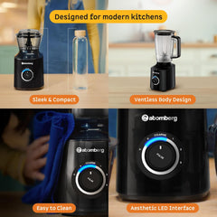 Atomberg Zenova Fresh Juicer Mixer Grinder | Coarse Mode for Silbatta-like Texture | Intelligent BLDC Motor | Safety Features | 4 Jars including Chopper & Juicer Jar | Hands-Free Operation | Black
