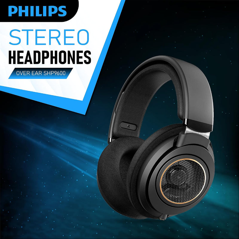 Philips Audio SHP9600 Wired Over Ear Headphones with Mic (Black) (SHP9600/00)