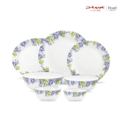 Diva by La Opala, Pearl Collection, Opal Glass Dinner Set 28 pcs, Lively Hues, White