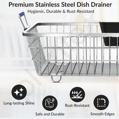 Plantex Dish Drainer Basket/Steel Utensils Basket Drainer/Utensil Stand for Kitchen with Rubber Grip Handle & Cutlery Drainer Tub (Small Size - 48 x 37 x 20 cm)-2