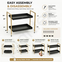 Plantex 2-Tier Standing Spice Rack/Bathroom Countertop Storage Shelf Organizer/Kitchen Storage Rack/Multipurpose Stand - Black (16 X 8 X 12 Inch)-5