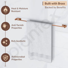 Plantex Smero Pure Brass Towel Hanger for Bathroom/Towel Stand/Single Towel Rod/Bathroom Accessories - Smart (24 Inch-PVD Rose Gold)-4