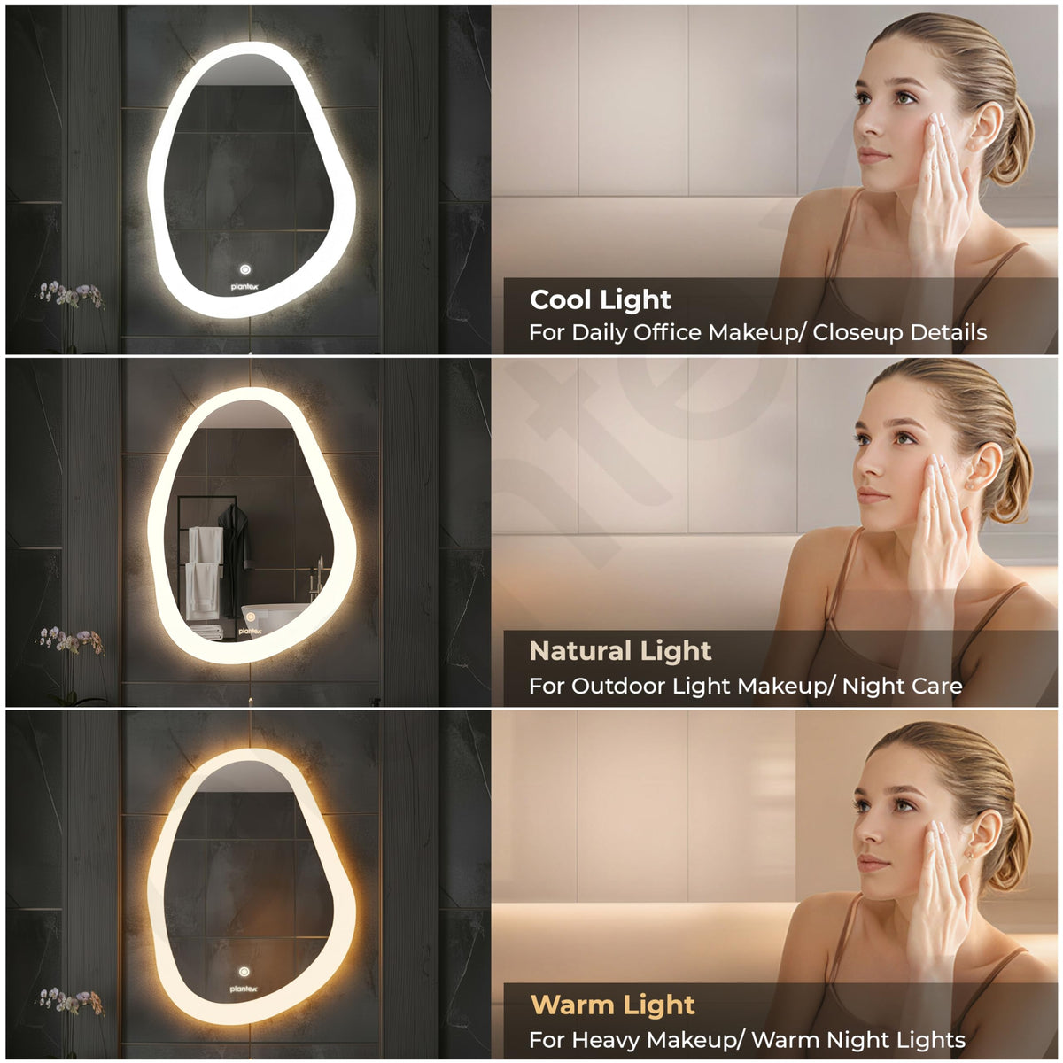 Plantex LED Bathroom Mirror with 3 Tone/Designer Mirror for Living Room/Bedroom/Dressing Room - Oval Shape (18 x 24 Inch) (Model APS-1465)-3