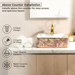 Plantex Table Top Wash Basin for Bathroom/Designer Ceramic Washbasin/Countertop Vessel Sink Basin (19 x 15 x 5.5 Inch)-2