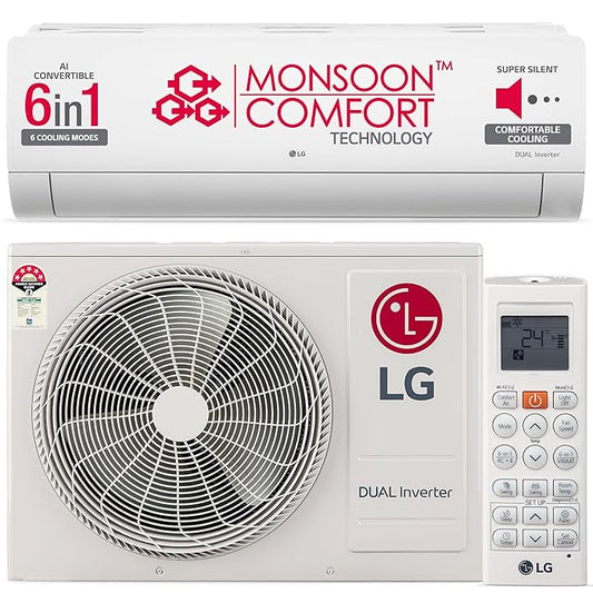 LG 1 Ton 5 Star AI Dual Inverter Split Ac (Copper, Super Convertible 6-In-1 Cooling, 4 Way Swing, HD Filter with Anti-Virus Protection, TS-Q14ENZE, White)