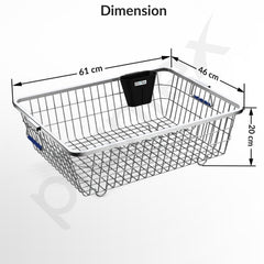 Plantex Stainless-Steel Dish Drainer Basket for Kitchen Utensils/Dish Drying Rack/Plate Stand/Bartan Basket (Large Size-64x47x20cm)-4