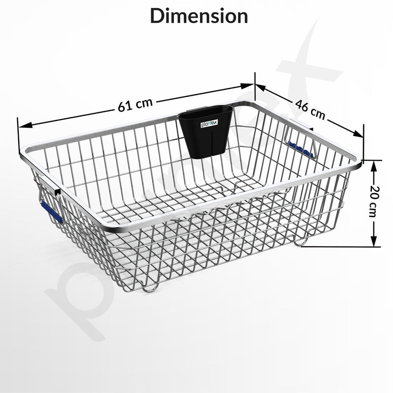 Plantex Stainless-Steel Dish Drainer Basket for Kitchen Utensils/Dish Drying Rack/Plate Stand/Bartan Basket (Large Size-64x47x20cm)-4