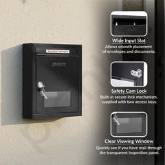 Plantex All in 1 Letter Box/Multipurpose Box/GI Steel Suggestion Box/Complaint Box/Post Box/Donation Box/Letter Box for Home gate and Office with Keylocks - Pack of 10 (Black)-5
