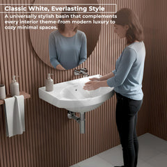 Plantex Ceramic Wallmount Basin for Bathroom/Wall Hung Wash Basin with 10 Years Glaze Warranty by Plantex/Small Basin/Sink for Bathroom (White - 18 X 12 X 8 Inch)-5