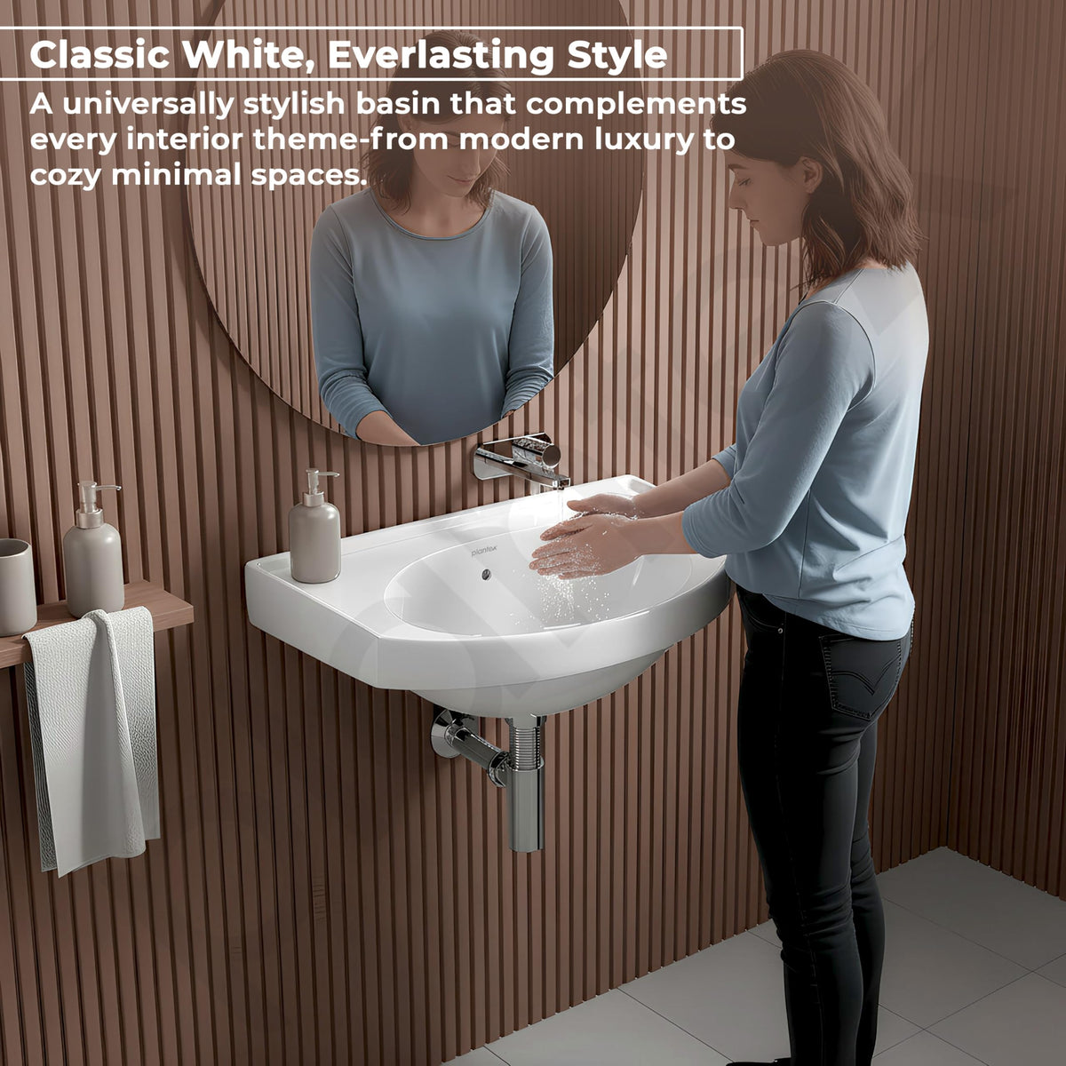 Plantex Ceramic Wallmount Basin for Bathroom/Wall Hung Wash Basin with 10 Years Glaze Warranty by Plantex/Small Basin/Sink for Bathroom (White - 18 X 12 X 8 Inch)-5