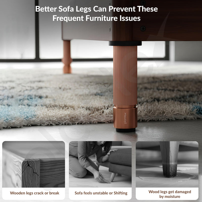Plantex 6 Inch Sofa Leg for Bed Furniture/Aluminium Sofa Leg for Table/Support Legs/Furniture Leg - Pair of 2 (4 Piece) (DTS-77,Rose Gold)-4