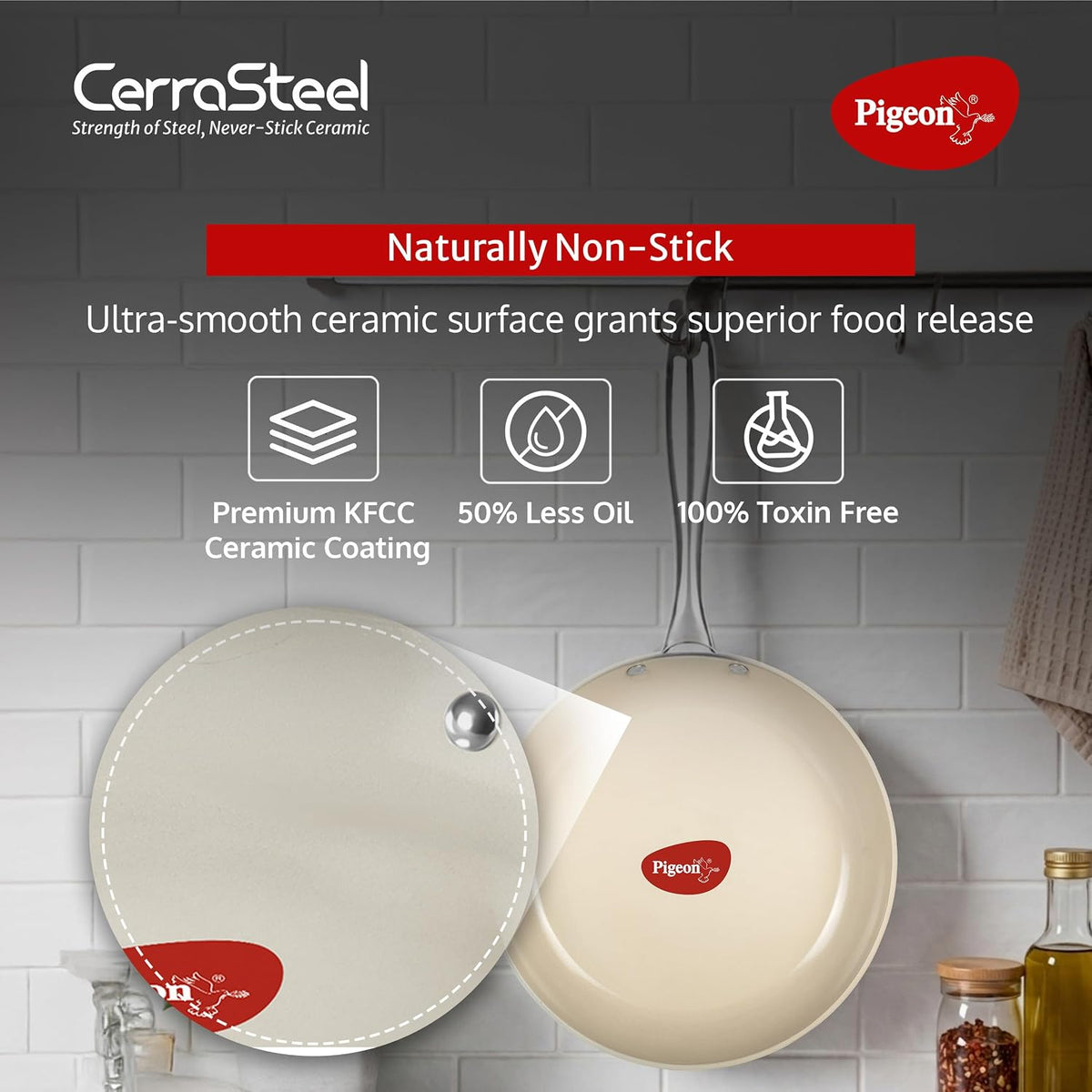 Pigeon CERRASTEEL Beige Ceramic Fry PAN 260