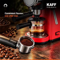 Kaff VIENNA 800 Watts Espresso, Cappuccino and Latte Coffee Maker, Glass Carafe Jar, 750W, with Automatic Pressure-Relea