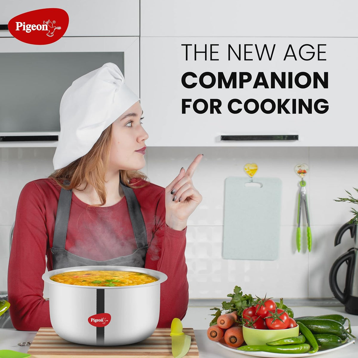 Pigeon Elite Stainless Steel Triply Sauce Pan / Tope, Gas Stove and Induction Compatible