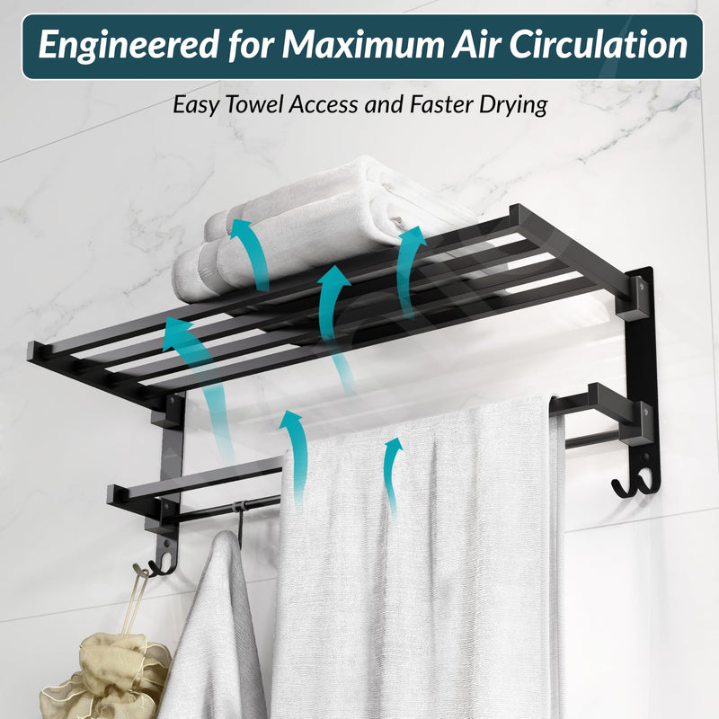 Plantex Towel Rack for Bathroom/Stainless Steel Towel Bar/24 Inch Towel Holder with Towel Rod/Bathroom Accessories - (Black) (Model APS-1902)-3