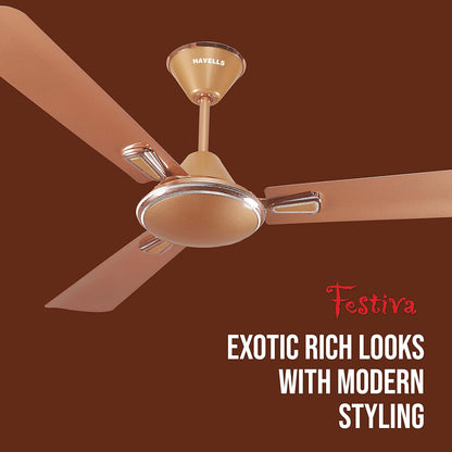 Havells Festiva 1200mm Dust Resistant Ceiling Fan (Pearl Copper)