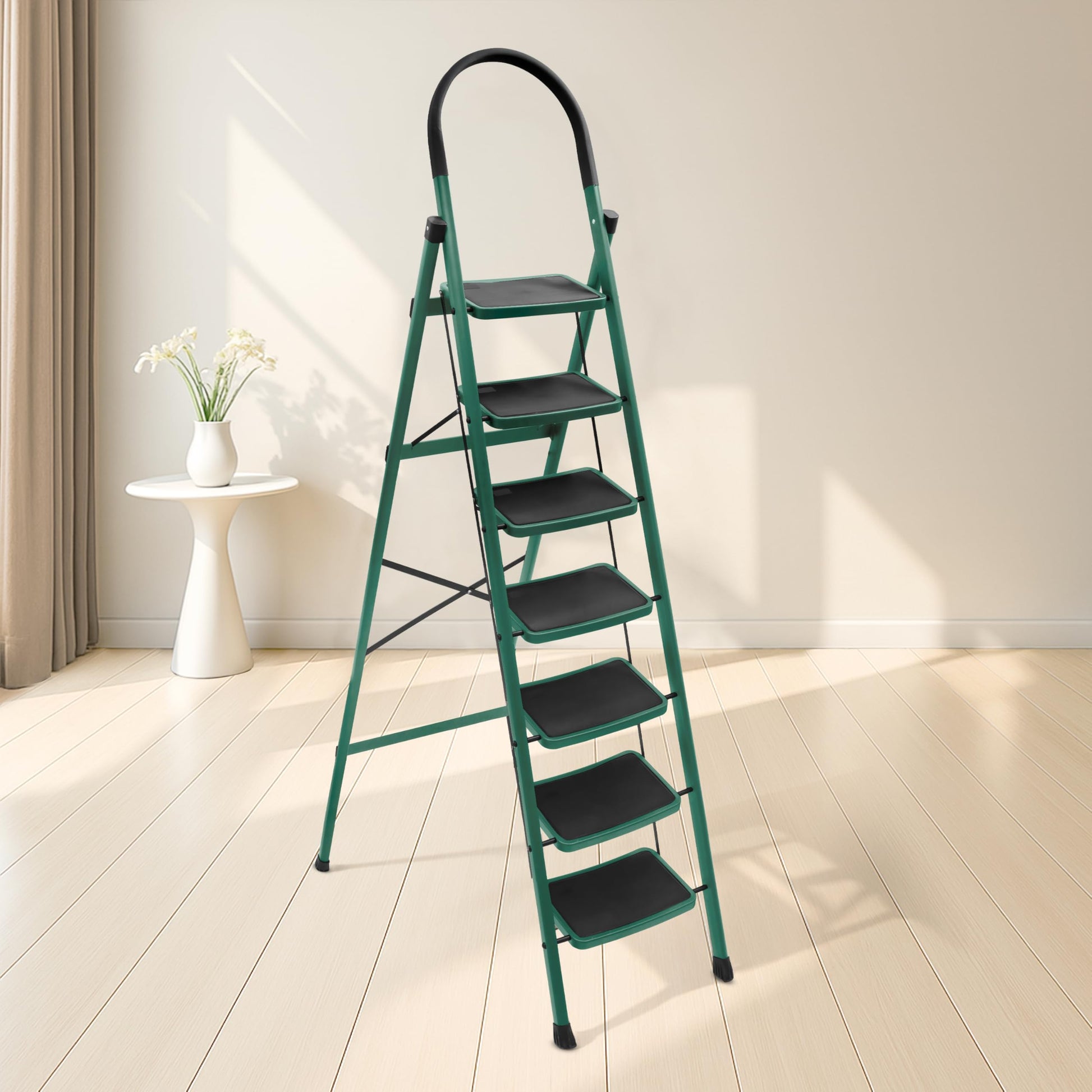 Plantex Premium 4 Step Steel Ladder/Ladder for Home/Wide Anti-Skid Wide Step Ladder/Capacity Upto 150 Kg (Blue & Black)